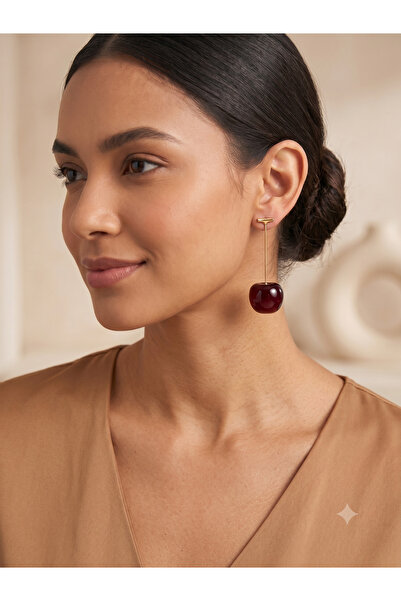 BİJU YILMAZ 26Clk146 - Burgundy Cherry Earrings
