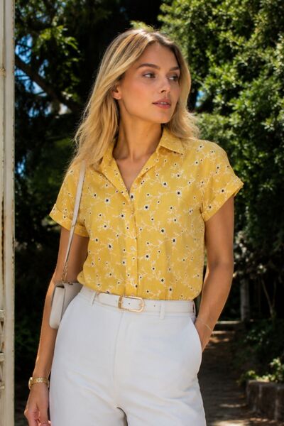 armonika Women's Light Yellow Short Sleeve Shirt Arm-26Y001120