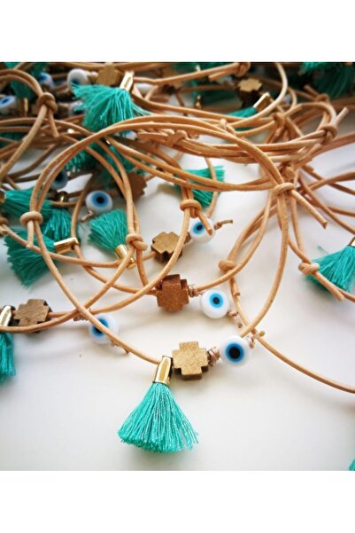 Handmade Σετ 50 τεμαχίων Βραχιόλια Βαπτιστικά με Φούντα Unisex