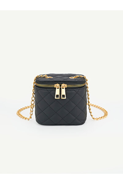 Mojeva Women's Mini Box Quilted Patterned Chain Strap Crossbody Handbag and S...