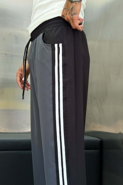NOMARC Pantaloni de trening pentru bărbați, cu design diferit în față și în spate, gri, largi, tip parașută