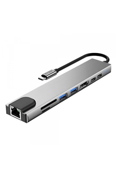 Tech-Protect USB-C хъб HB09, 2 x USB-A 3.0 - 2 x USB-C - 1 x HDMI - 1 x RJ45 ...
