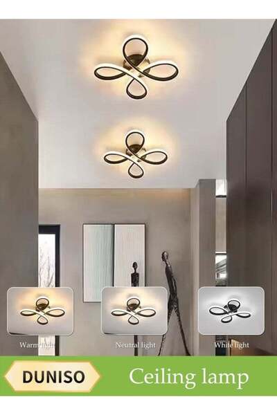 DUNISO LED Ceiling Light, Tri Color Adjustable, Four Leaf Clover Shape, for H...