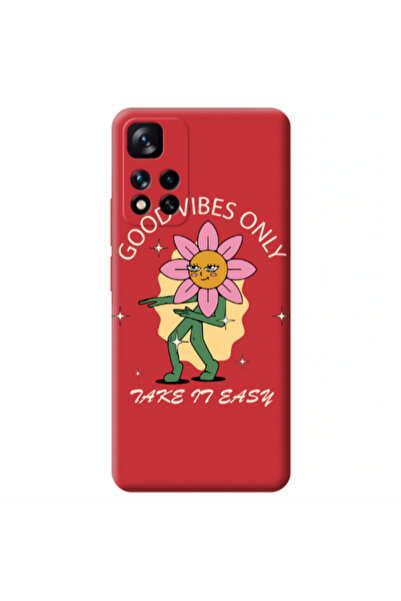 Other Xiaomi Redmi Note 11 Pro 5G Good Vibes Only Red Colored Silicone TPU Θήκη