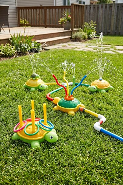 Generic 4 In 1 Plastic Water Sprinkler Game Set Outdoor Backyard 360 Rotating...