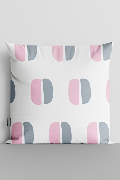 TicaretJet Pink Black Half Circles Double Sided Digital Printed Pillow Throw ...