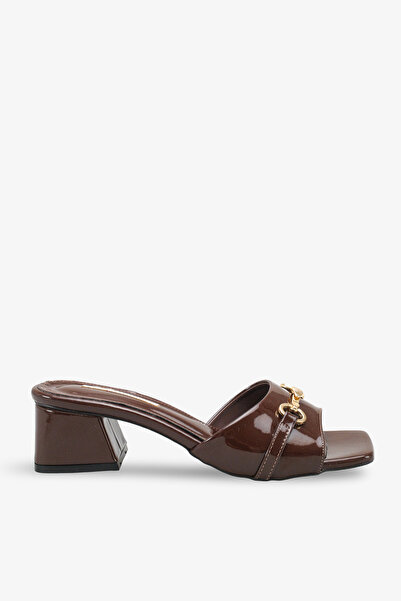 İNNABUTİKK Sateya Women's Heeled Slippers - Brown Patent Leather