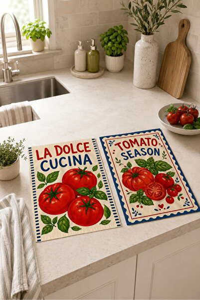 milroma La Dolce Cucina Tomato Season Mediterranean Cuisine Patterned Retro 2...