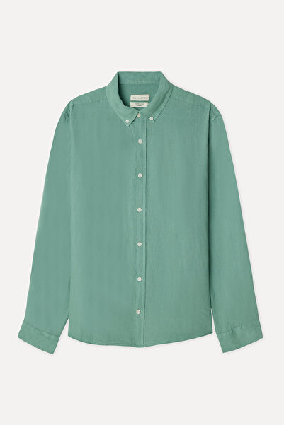 Mudo Men's Green Regular Fit Long Sleeve Linen Shirt