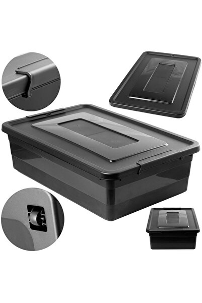 EDANTI Cutie de depozitare din plastic cu capac și roți pentru garaj și subso...