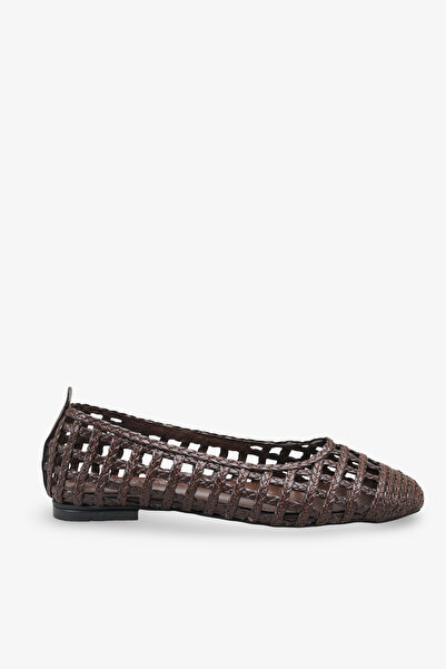 İNNABUTİKK Rabrasa Women's Knitted Ballerinas - Brown