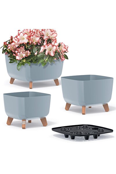 EDANTI Jardinieră de grădină 24/29/39 cm, cu picioare, pentru terasă, grădină...