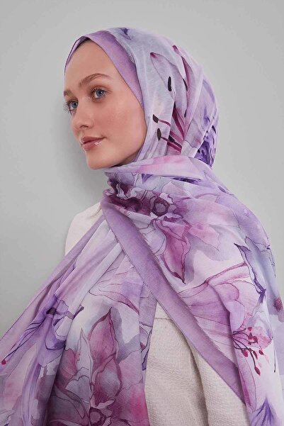 Levidor Purple Lily Printed Sport Shawl