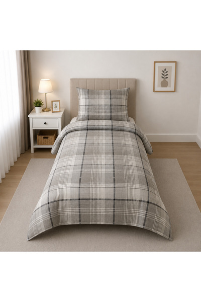 Tek Kişilik Pamuklu Nevresim Takımı 160x220 cm Lastikli Çarşaflı 3 Parça