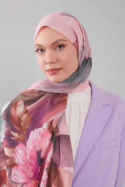 Levidor Pink Mixed Floral Pattern Cotton Shawl
