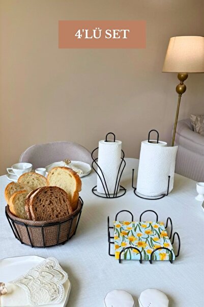 Edora Home Set of 4 Black Swan Napkin Holders, Upright Paper Towel Holders wi...