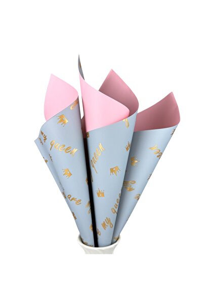 OEM Celofan pentru flori Albastru-Roz Inscripție My Queen 60x60 cm