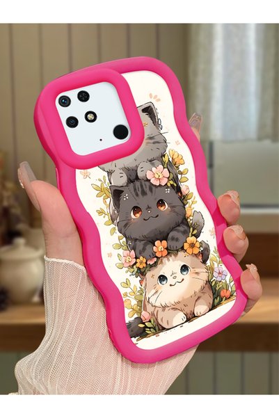 Hontinga Redmi 10C Compatible Case Camera Protector Red Silicone Couple Phone...