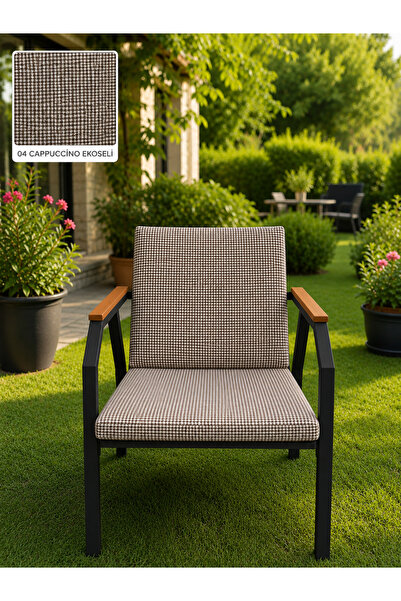 Dekoroom's DURU TEKLİ BAHÇE BALKON MOBİLYASI,SİYAH İSKELET,KUMAŞ RENGİ 03 CAP...