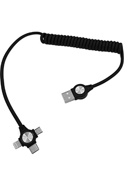 POWERTECH Πολύσπορο Σπιράλ / Πλεγμένο Καλώδιο USB σε micro USB / Type-C / Lig...