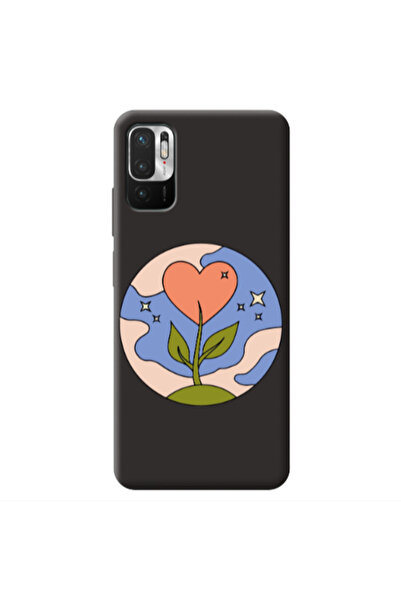 Other Xiaomi Redmi Note 10 Pro 5G Hearted Flower Black Colored Silicone TPU Θήκη