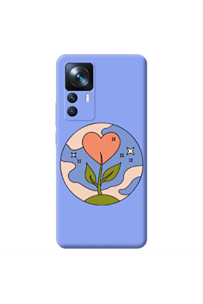 Other Xiaomi Mi 12T Hearted Flower Light Purple Colored Silicone TPU Θήκη