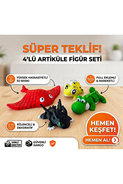 hareketli hayvan figür seti 4 lü