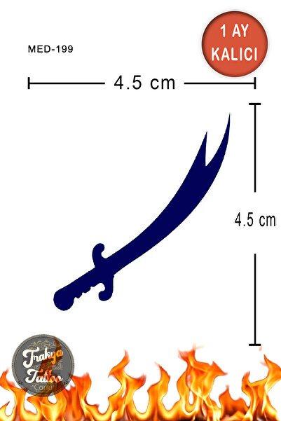 Trakya Tattoo 1 Ay Kalıcı Hayalet Minimal Dövme Zülfikar Kılıcı Geçici Dövme ...