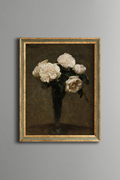 epiqart Roses in a Vase - Vintage Patterned Painting - Fine Model