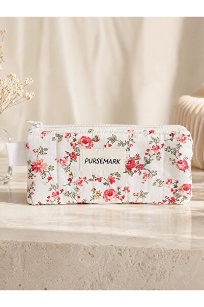 PURSEMARK Vintage Çiçek Desenli El Yapımı Kalemlik & Gözlük Kılıfı | Fermuarl...