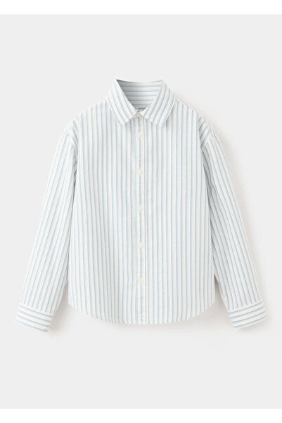 MANGO Kids %100 pamuklu çizgili gömlek
