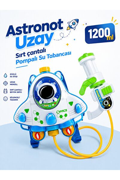 a v d a Astronot Uzay Sırt Çantalı Pompalı Su Tabancası 1200ml