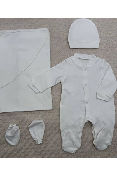Baby day Basic 4-Piece Receiving Set in Plain Cotton Simplistic Design - Pure...