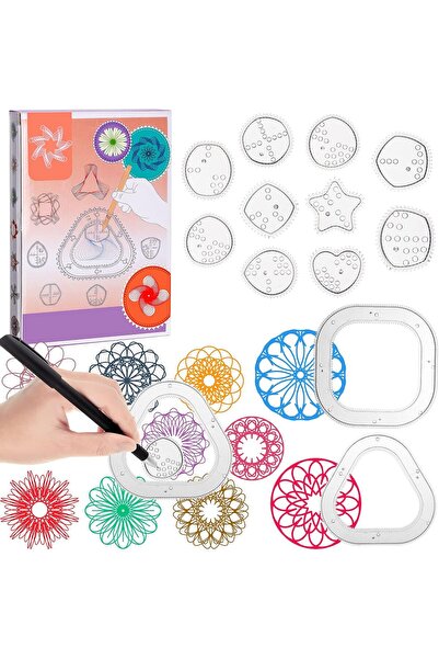 Arabest 18 Pcs Geometric Ruler Kit,Spiral Art Gear,Clear Plastic Circle Templ...