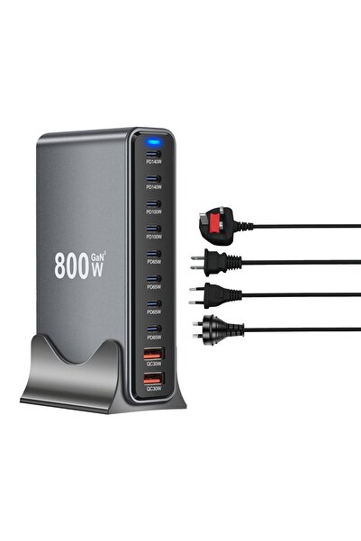 Axpeih GaN USB C Fast Charger 800W, 10-Port Desktop Charging Station with 140...