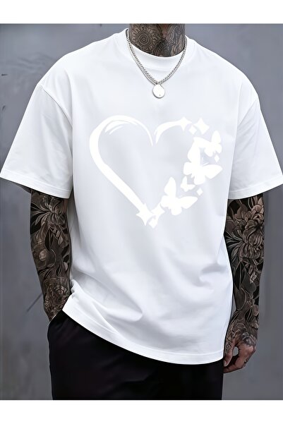 2mcup Men'S New Round-Neck Pure T-Shirt, All-Season Suitable, Heart Butterfly...