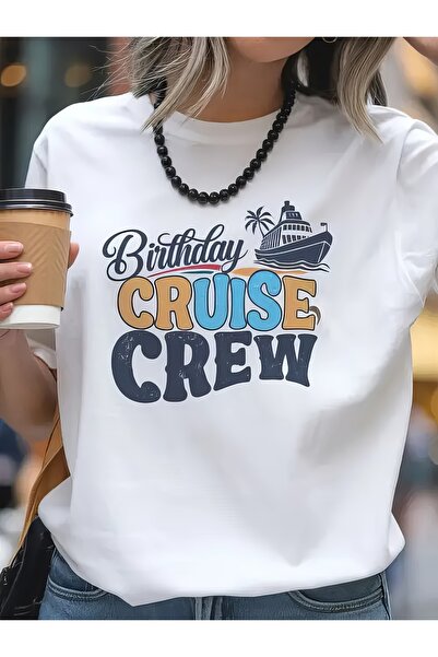 17 seramik تي شيرت بطبعة Wo Birthday Cruise، تي شيرت كاجوال برقبة دائرية، قمي...
