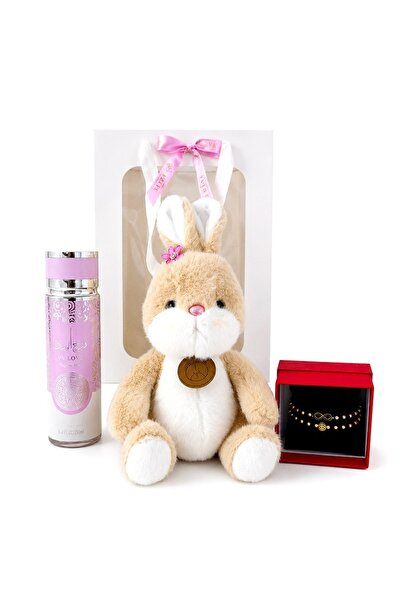 velve Set dama Bunny Box cu iepuras de plus,spray de corp arabesc VV LOVE si ...