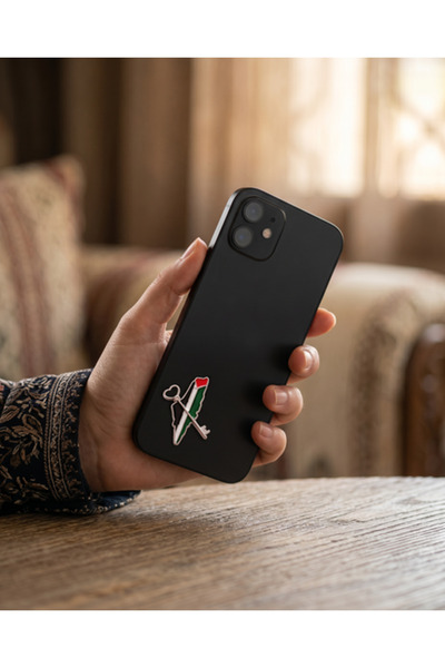 Zaytoon Palestine Map with Return Key Phone Sticker – 3D Metal Design, Premiu...