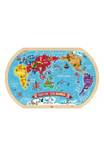 Tooky Toys Ξύλινο Παζλ Παγκόσμιος Χάρτης 36 τεμαχίων για 3+ ετών