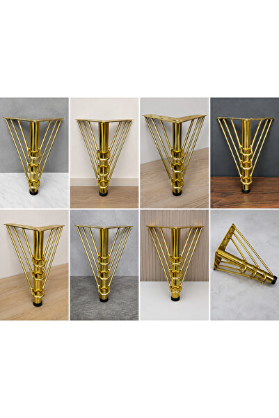 15 cm Gold Metal Mobilya Ayağı – Dekoratif Üçgen Tasarım Koltuk, Sehpa, TV Ünitesi ve Dolap Ayağı