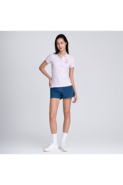 Giordano قميص بولو نسائي ضيق مطرز بتصميم أسد ثلاثي الأبعاد