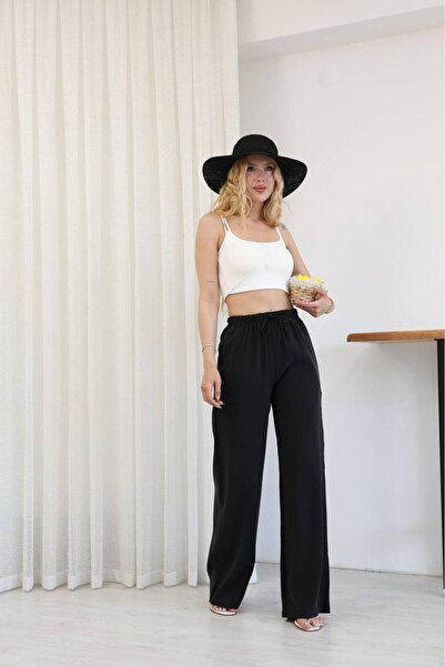 mylunessa Yüksel Bel Palazzo Leg Oversize Tencel Fabric Trousers