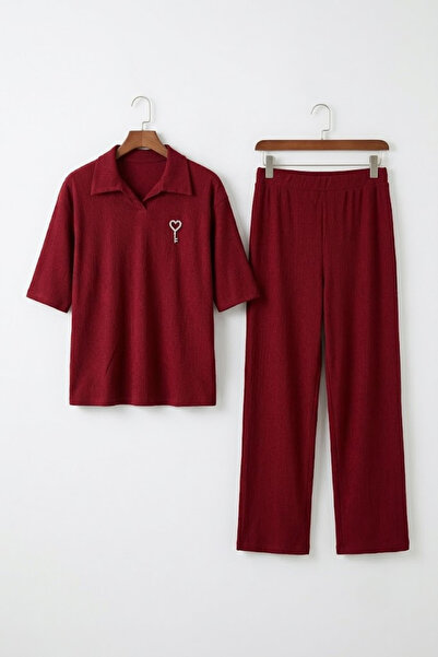 şuranur Black Brooched Collared Shirt - Stylish Trouser Suit Wrinkled Fabric