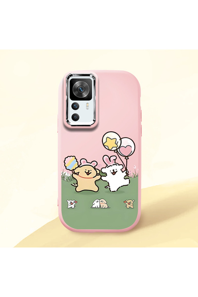Hontinga Redmi K50 Ultra Compatible Case Camera Protector Pink Silicone Coupl...