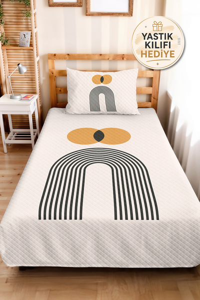 Evimde Bambaşka Geometric Mustard Young Room Single Pique Set - Modern Black ...
