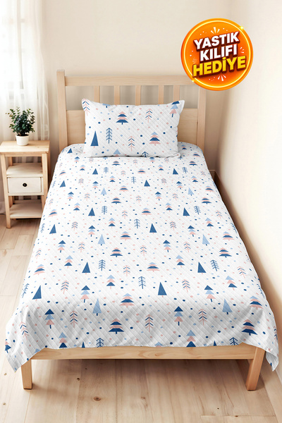 Evimde Bambaşka Set de lenjerie de pat pentru cameră de tineret Blue Pine Tre...