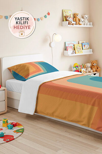 Evimde Bambaşka Geometrijski plavi set za mlade sobe - jednostruki pike set -...