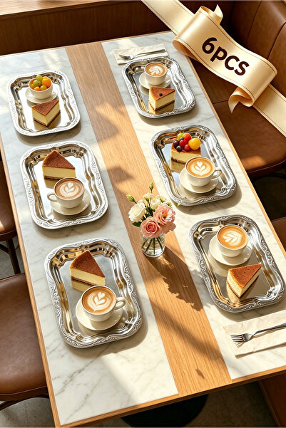 Selirxy 6-Pack Coffee Serving Tray – Stainless Steel Relief Tray for Afternoo...