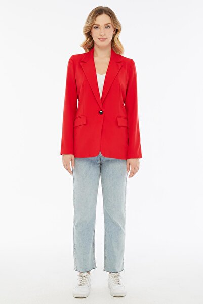 Select Moda Jachetă blazer de damă cu închidere cu un singur nasture și detal...